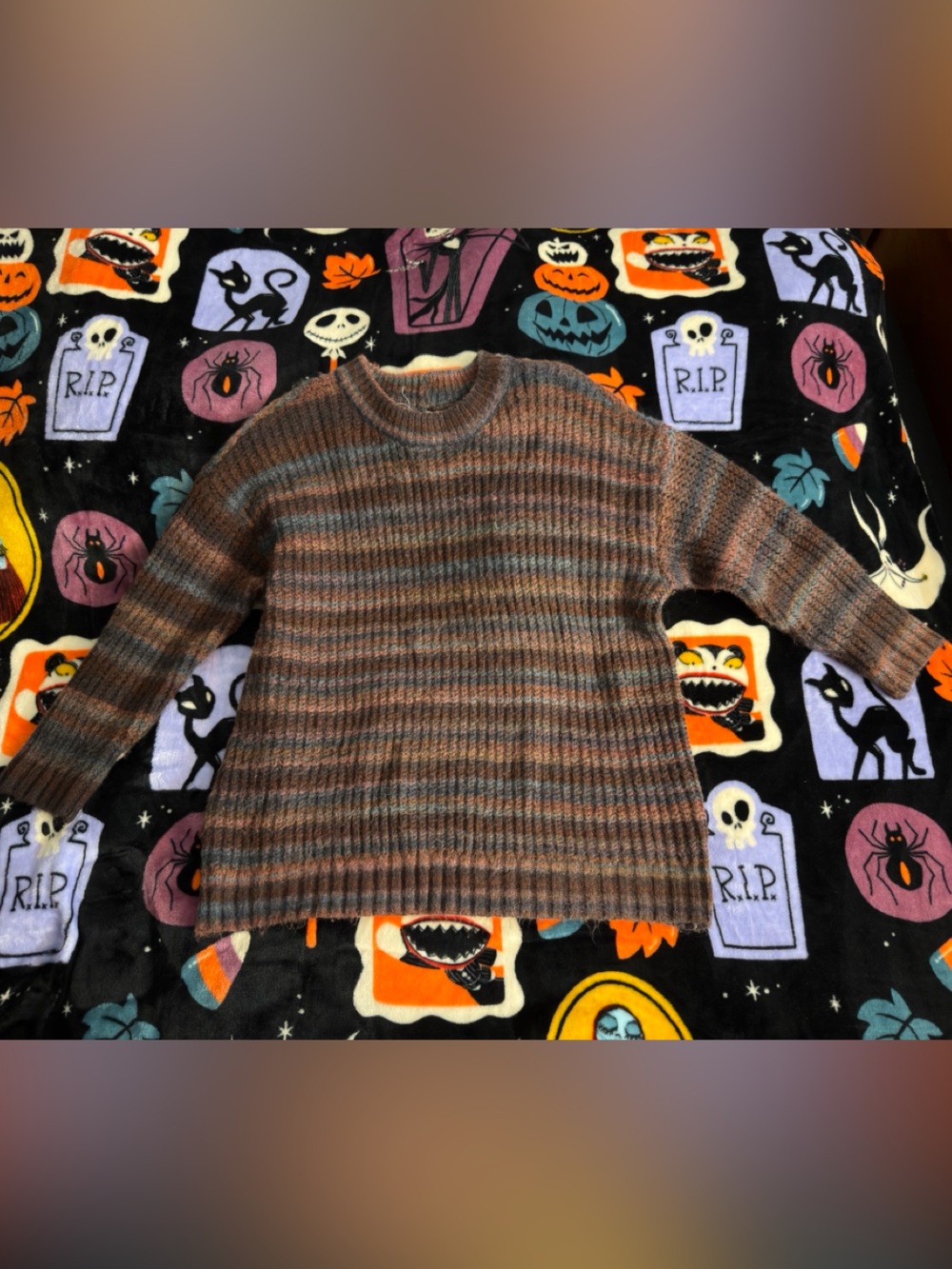 a.n.a Women's Crewneck Striped Sweater in Brown and Gray